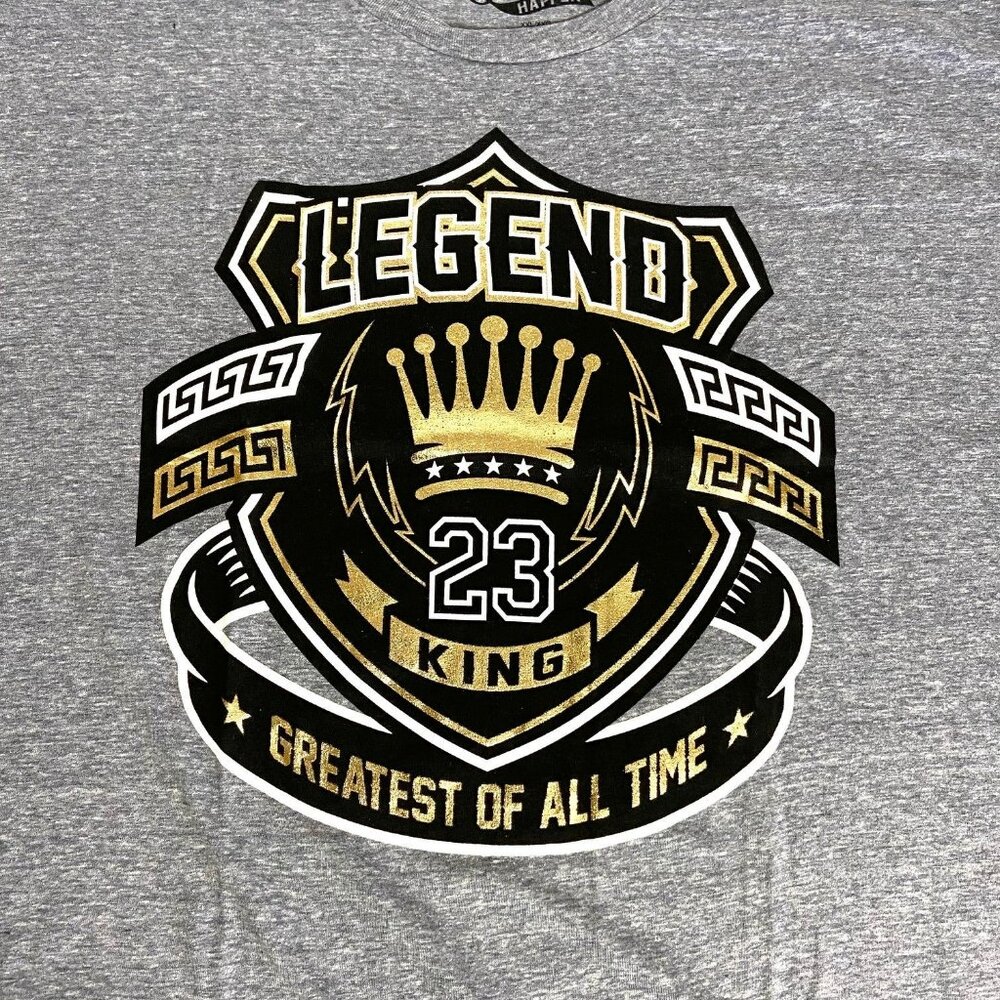"King" 23 "Greatest of All Time" NOS Crown Gray Cotton T-Shirt